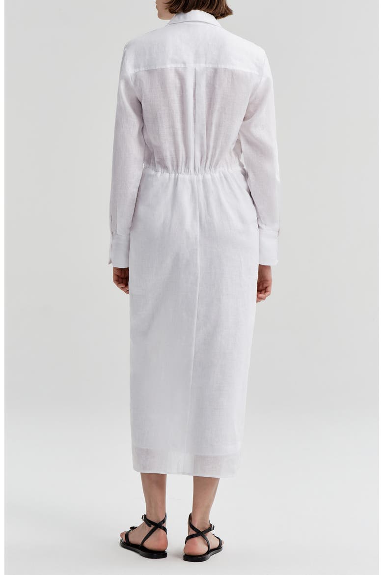 Mila Tie Waist Long Sleeve Maxi Shirtdress, Alternate, color, WHITE