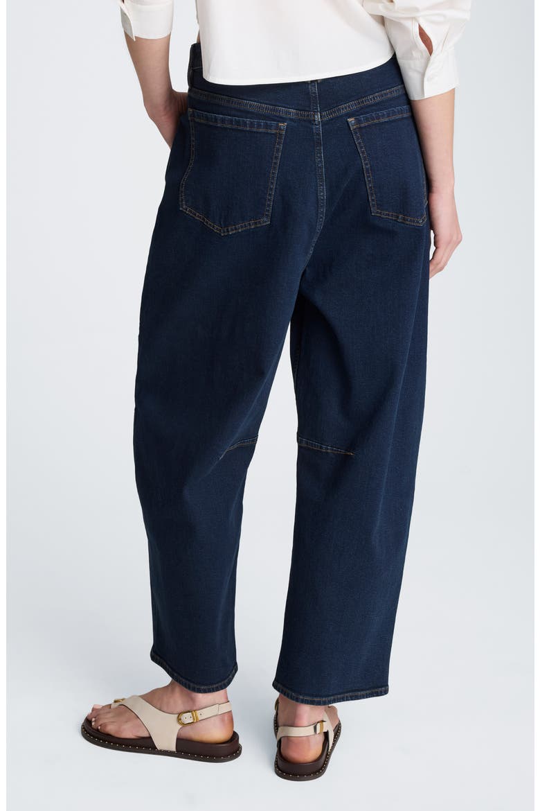 High Waist Front Pocket Crop Barrel Jeans, Alternate, color, DARK INDIGO RINSE WASH