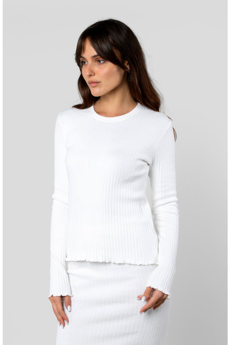 Cotton Rib Long Sleeve, Alternate, color, Ivory