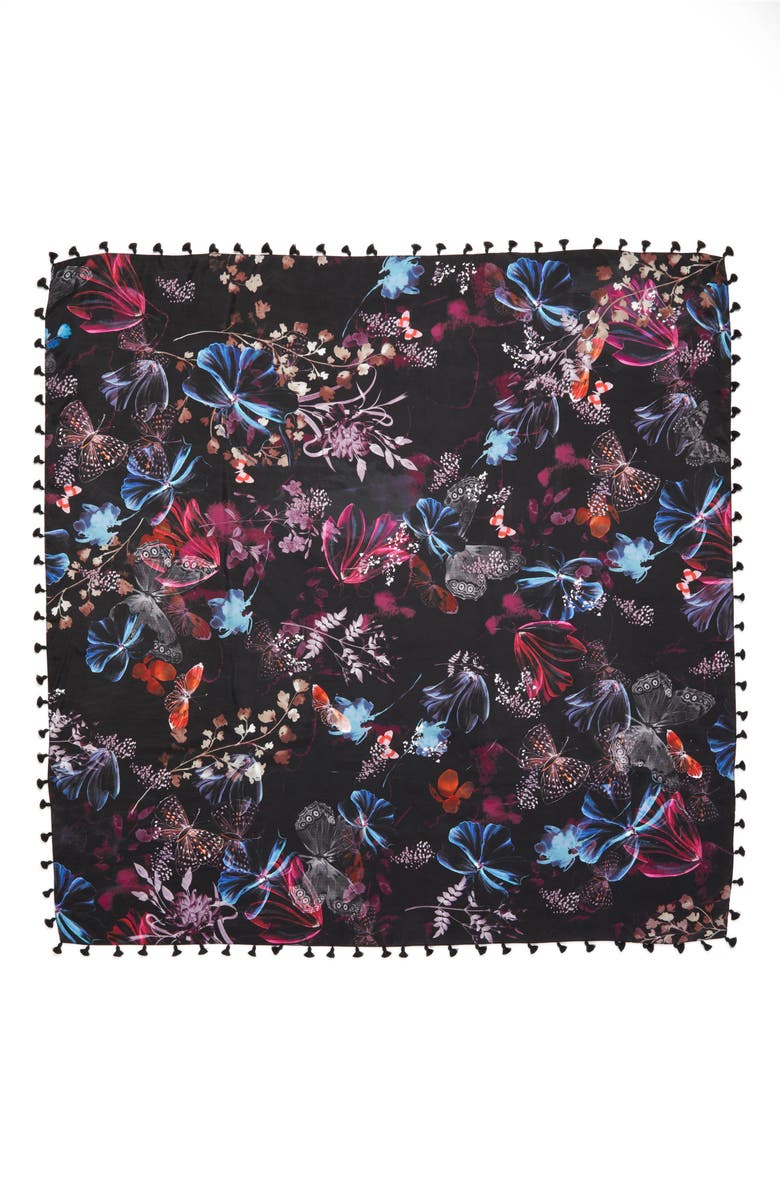 Hinge Butterfly Collage Square Silk Scarf, Alternate, color, 