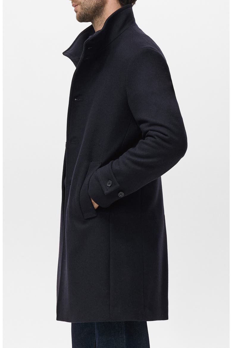 Wool Blend Funnel Neck Coat, Alternate, color, NAVY