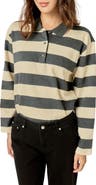 English Factory Striped Ribbed Cotton Blend Polo Shirt
