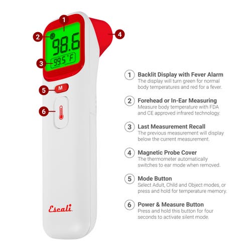 Escali Ear And Forehead Thermometer In White