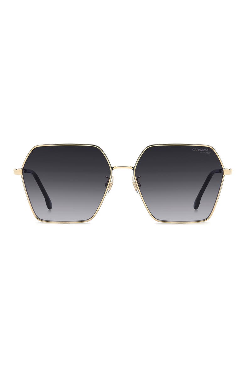 60mm Gradient Rectangular Sunglasses, Main, color, GOLD BLACK/ DARK GREY SF