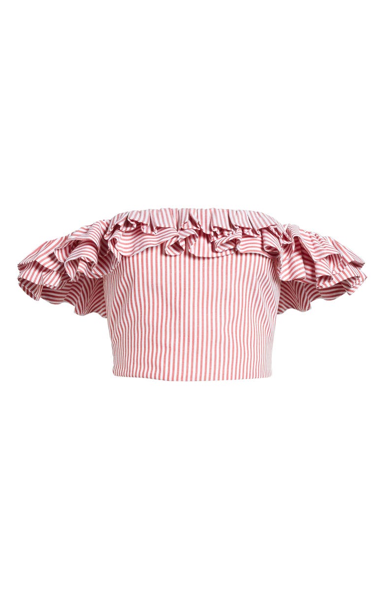 WAYF Anzio Off the Shoulder Ruffle Crop Top, Alternate, color,