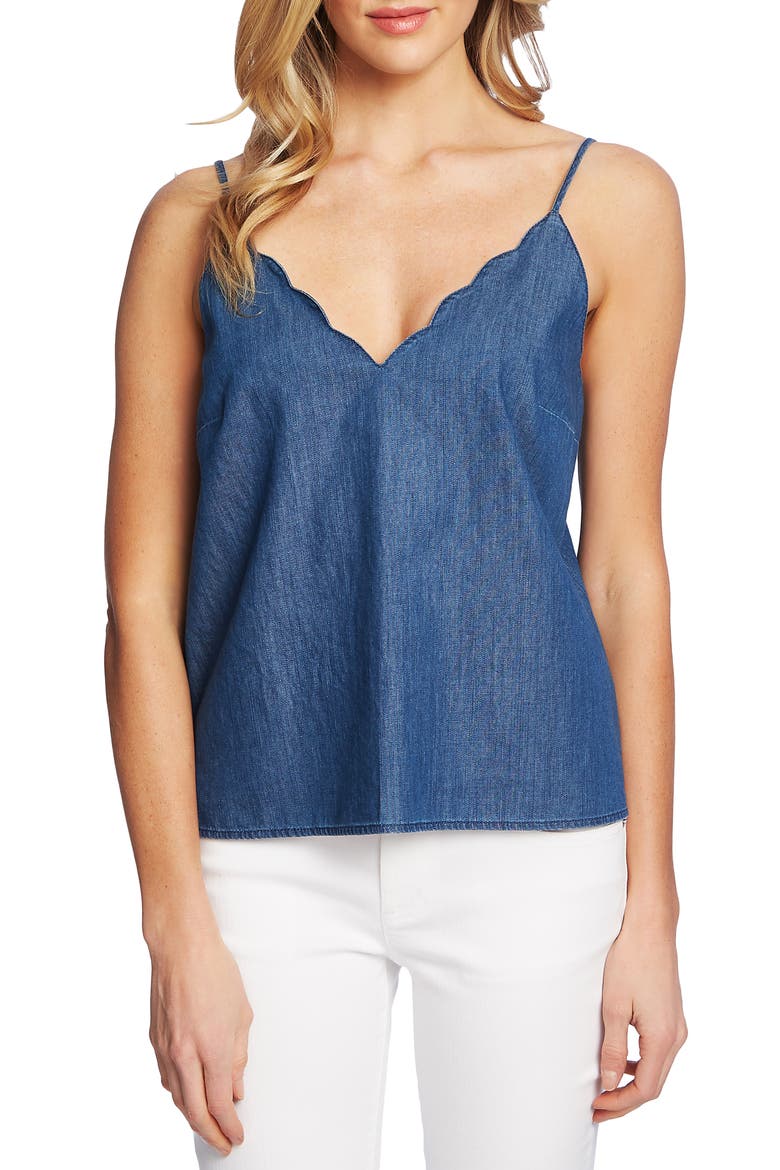 Scalloped Denim Camisole, Main, color, AUTHENTIC