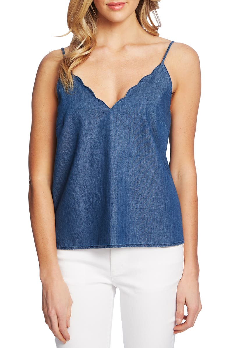 CeCe Scalloped Denim Camisole, Main, color,