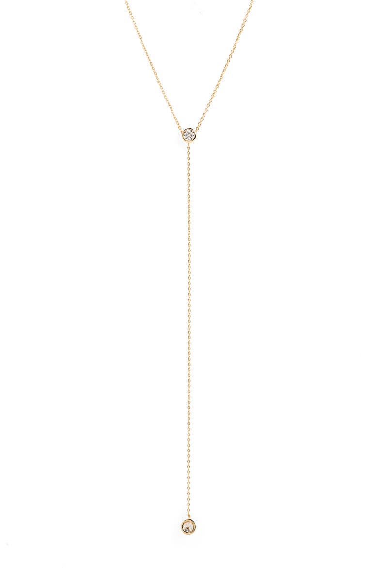 Adina's Jewels Cubic Zirconia Lariat Necklace, Main, color, GOLD