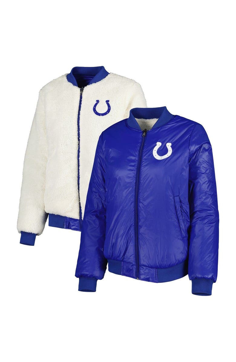G-III 4HER BY CARL BANKS Women's G-III 4Her by Carl Banks Oatmeal/Royal Indianapolis Colts Switchback Reversible Full-Zip Jacket, Main, color, Oatmeal