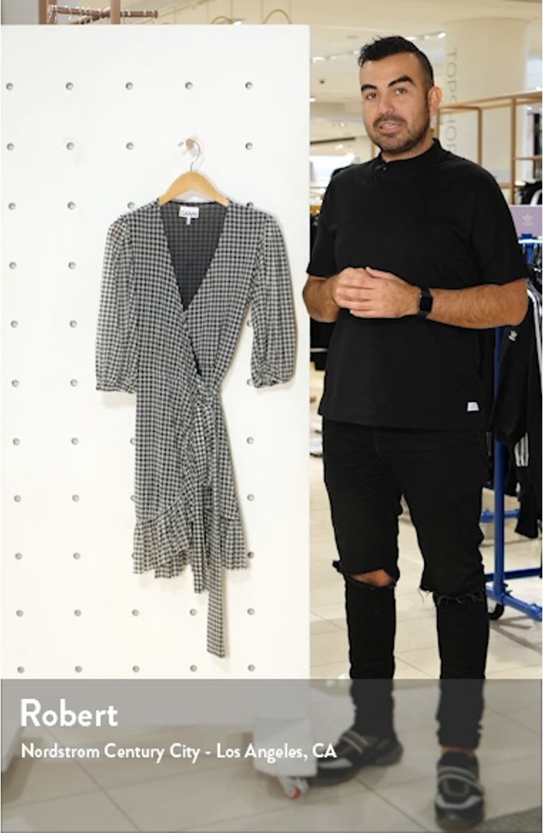 Check Print Mesh Wrap Dress, sales video thumbnail