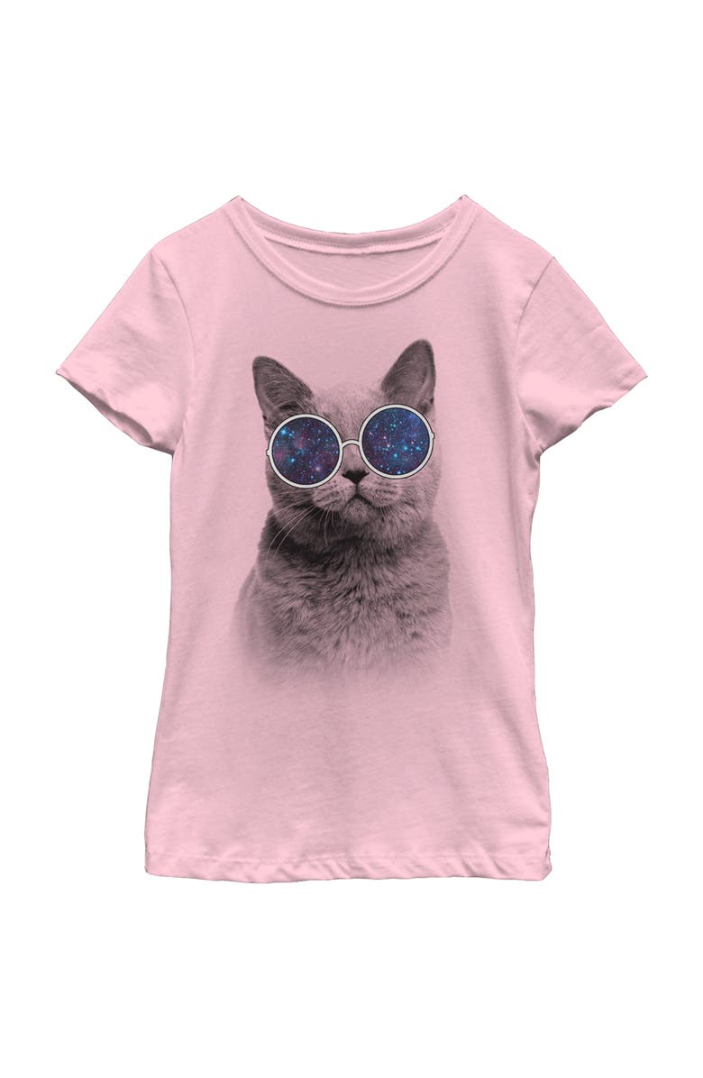 Lost Gods Girl's Lost Gods Galaxy Goggles Cat  Graphic T-Shirt, Main, color, Light Pink