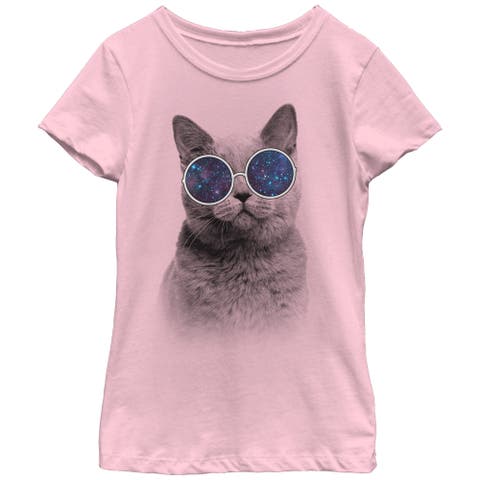 Girl's Lost Gods Galaxy Goggles Cat  Graphic T-Shirt