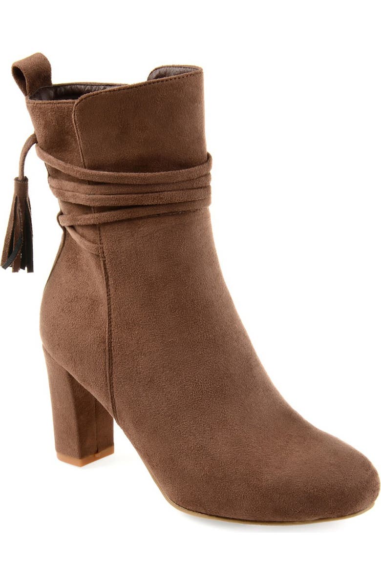 JOURNEE Zuri Tassel Ankle Bootie, Main, color, Taupe