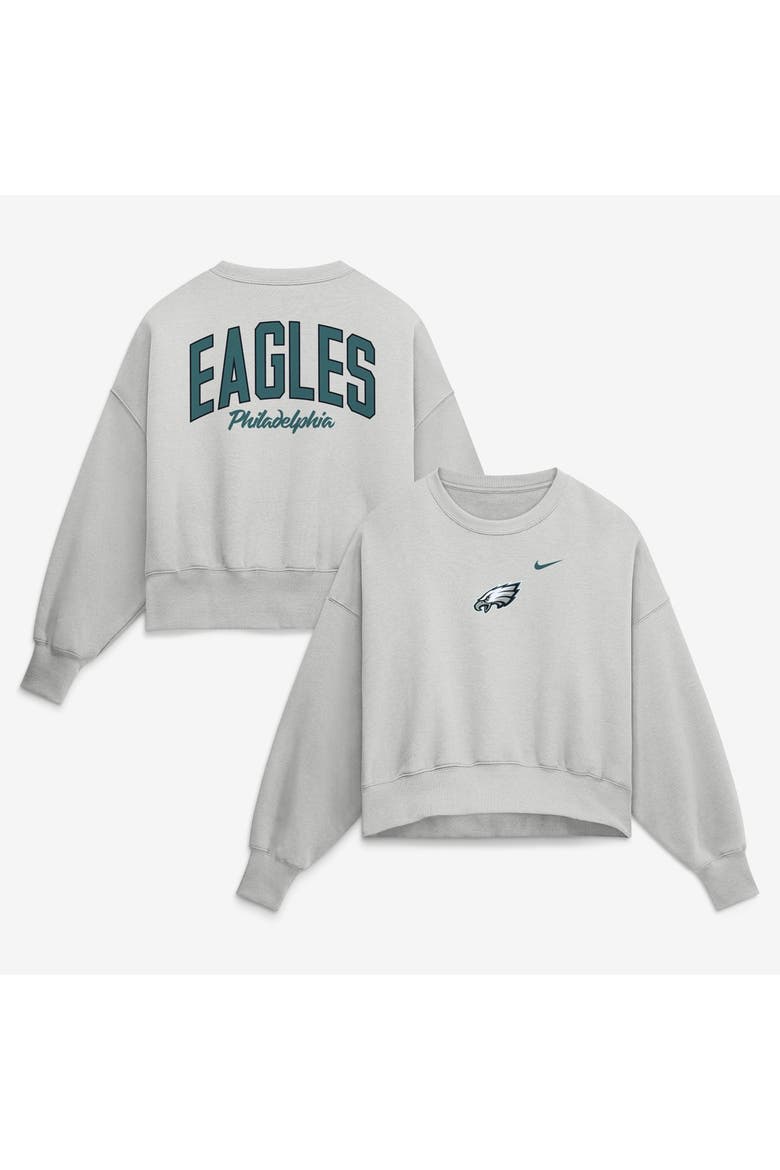 Women's Nike  Gray Philadelphia Eagles Oversized Primetime Phoenix Fleece Sweatshirt, Main, color, Gray