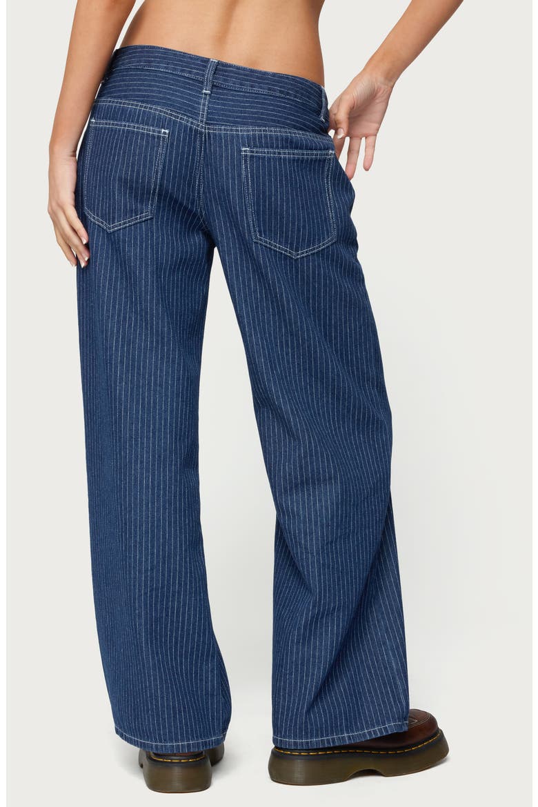Pinstripe Low Rise Wide Leg Jeans, Alternate, color, NAVY