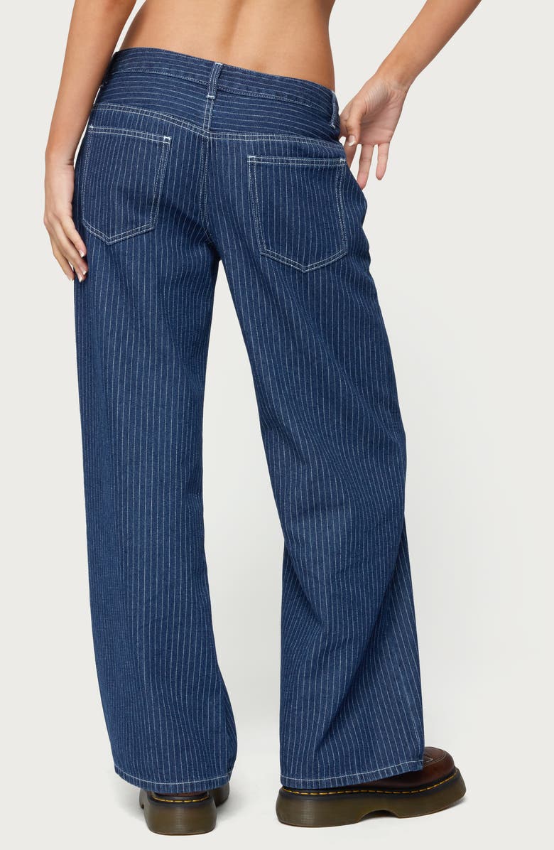 EDIKTED Pinstripe Low Rise Wide Leg Jeans, Alternate, color, 