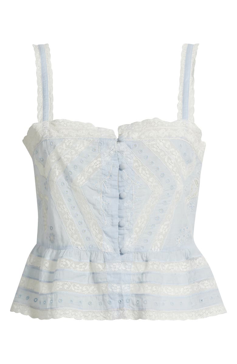 LoveShackFancy Pruitt Lace Ruffle Hem Tank, Alternate, color, Pale Blue