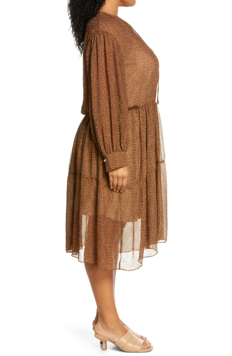 Vince Starry Dot Shirred Long Sleeve Dress, Alternate, color, Verona