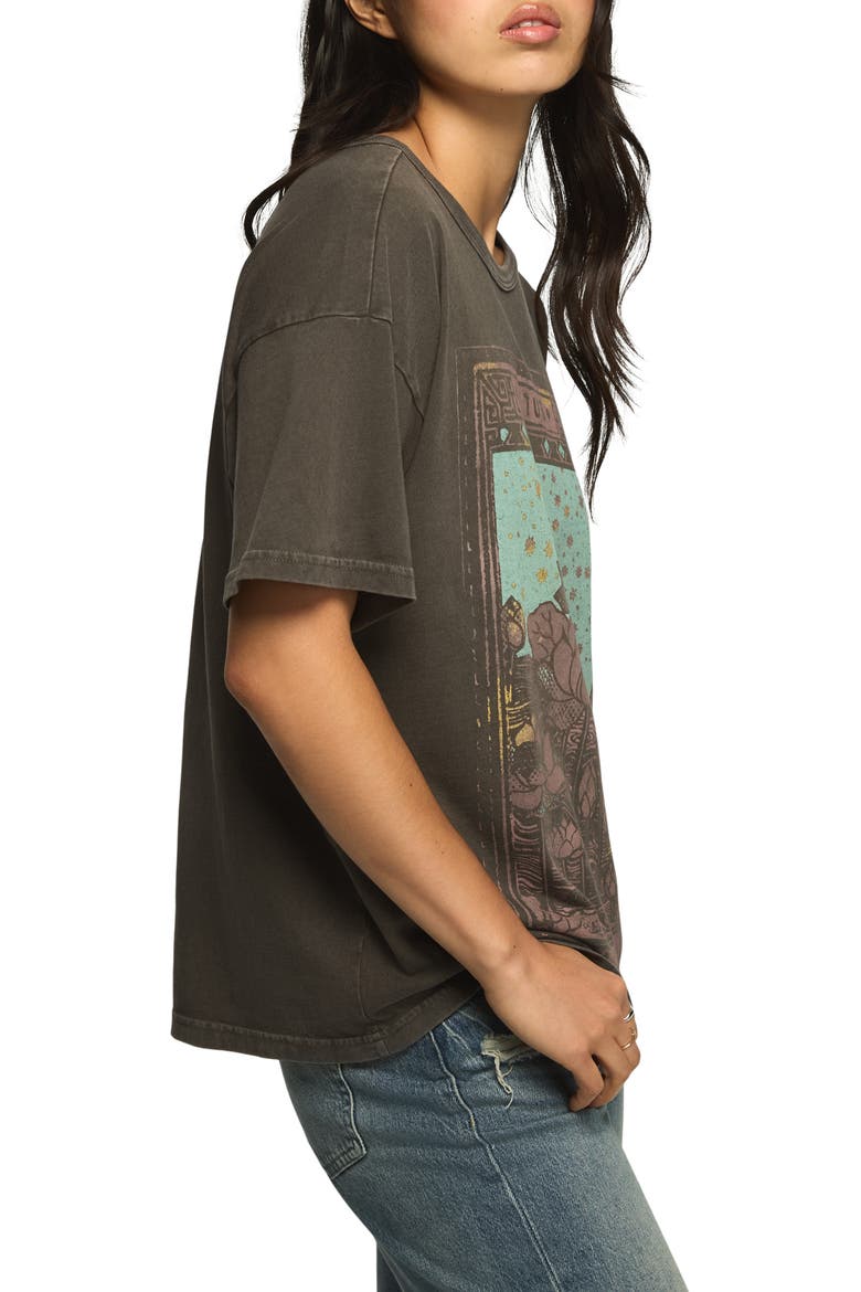 Lucky Lotus Graphic Oversized T-shirt, Alternate, color, RAVEN