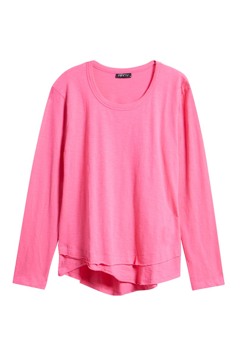 Layered Hem Cotton Slub Top, Alternate, color, FLAMINGO