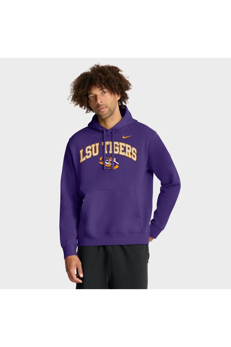 Men's Nike Purple LSU Tigers Club Fleece Arch Pullover Hoodie, Main, color, Purple