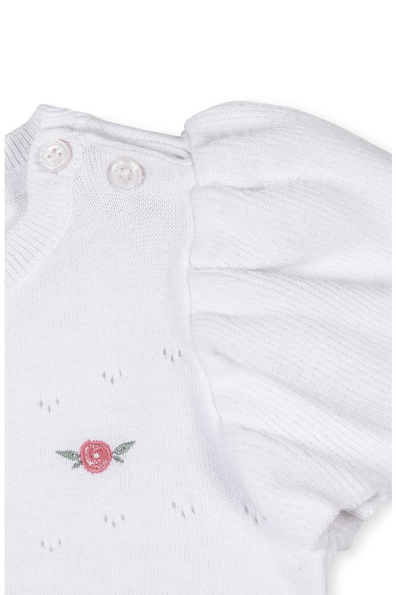Kids' Organic Ruffle Sleeve Pointelle Sweater, Alternate, color, White Pointelle w/ Embroidery