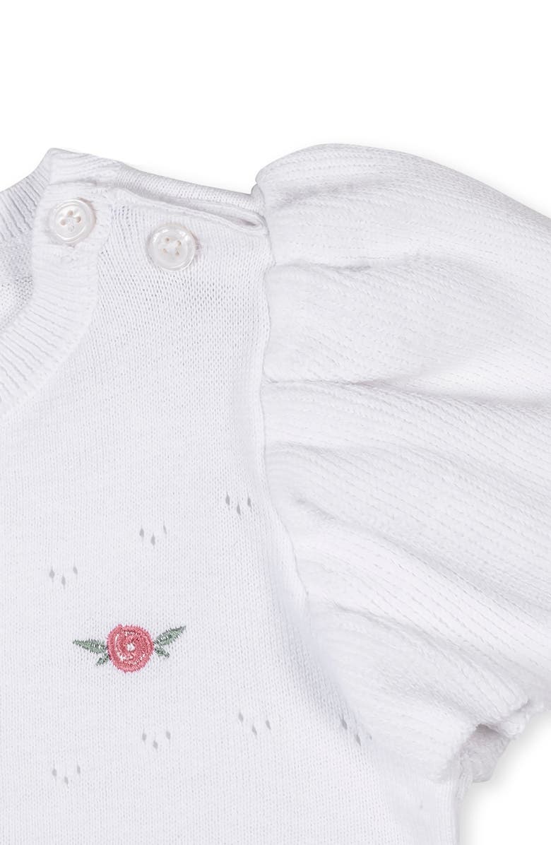 Hope & Henry Kids' Organic Ruffle Sleeve Pointelle Sweater, Alternate, color, White Pointelle And Embroidery