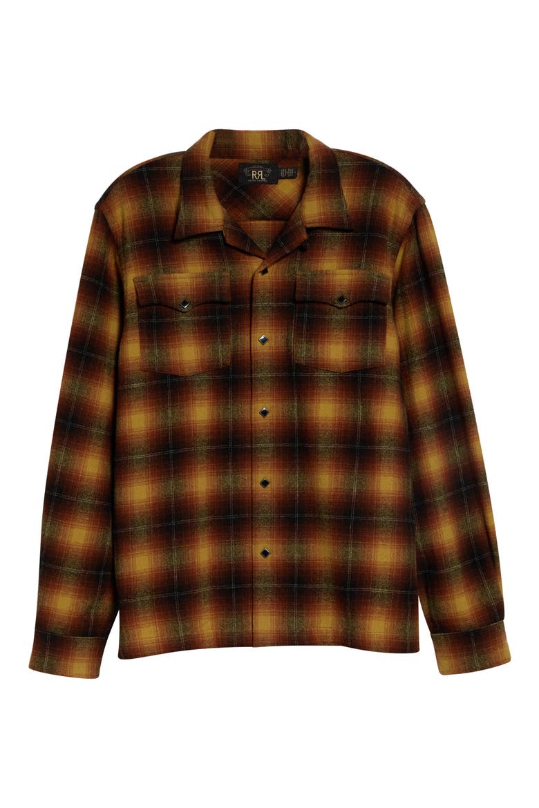 Jesse Plaid Long Sleeve Wool Blend Camp Shirt, Alternate, color, RL-820 ORANGE/ YELLOW