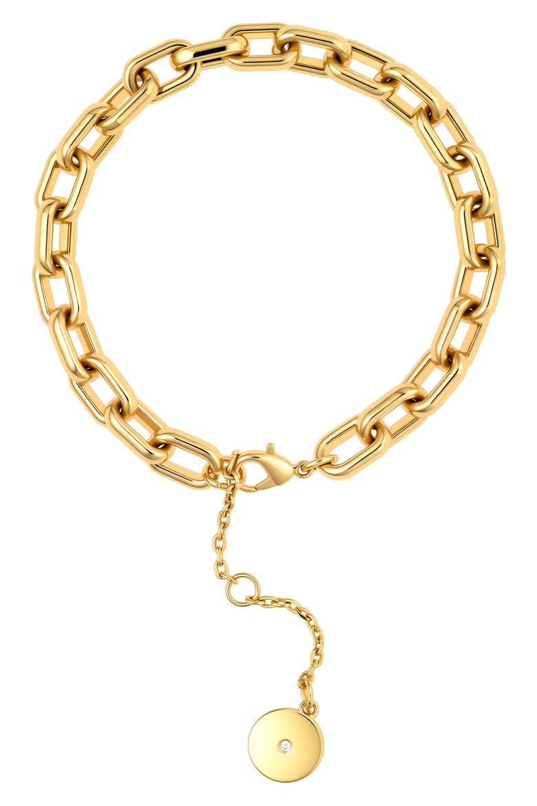Paperclip Chain Disc Bracelet, Alternate, color, GOLD TONE