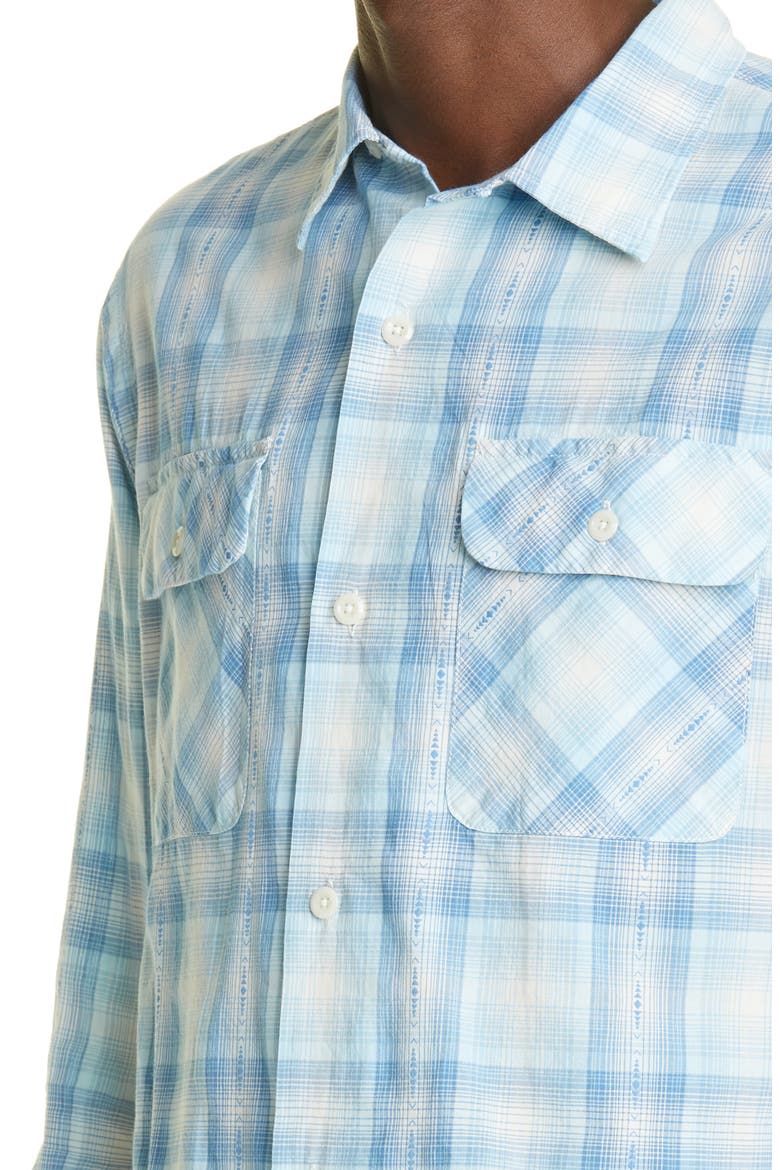 Men's Carter Camp Plaid Button-Up Shirt, Alternate, color, BLUE/ CREAM