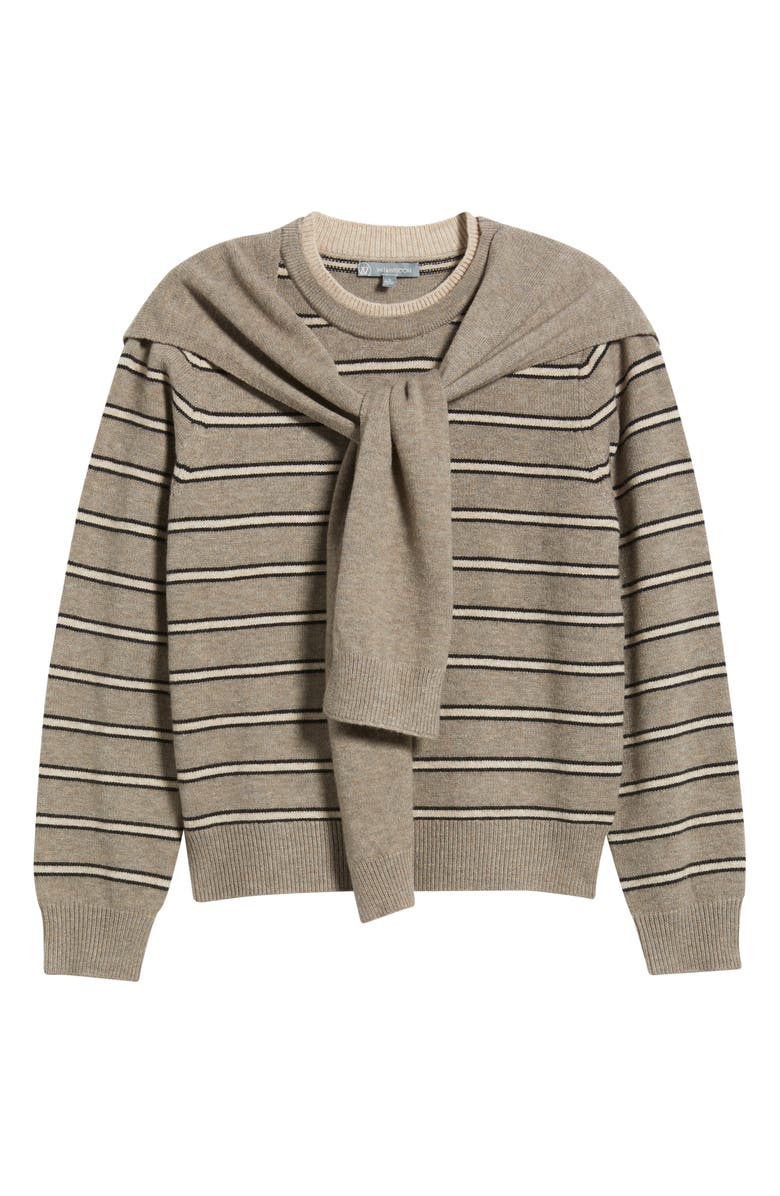 Wit & Wisdom Twofer Tie Sleeve Sweater, Alternate, color, Heather Brown/ Rose Smoke