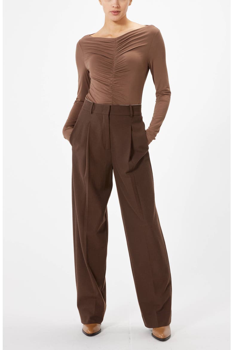 Leandre Ruched Long Sleeve Top, Alternate, color, BROWN
