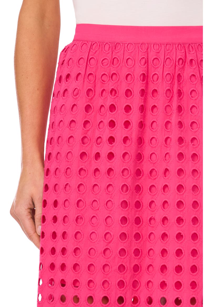 Eyelet Cotton Midi Skirt, Alternate, color, PINK TAFFY