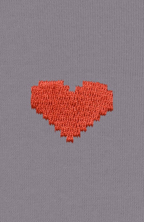 Dalix Pixel Heart Cropped Hoodie In Storm Gray