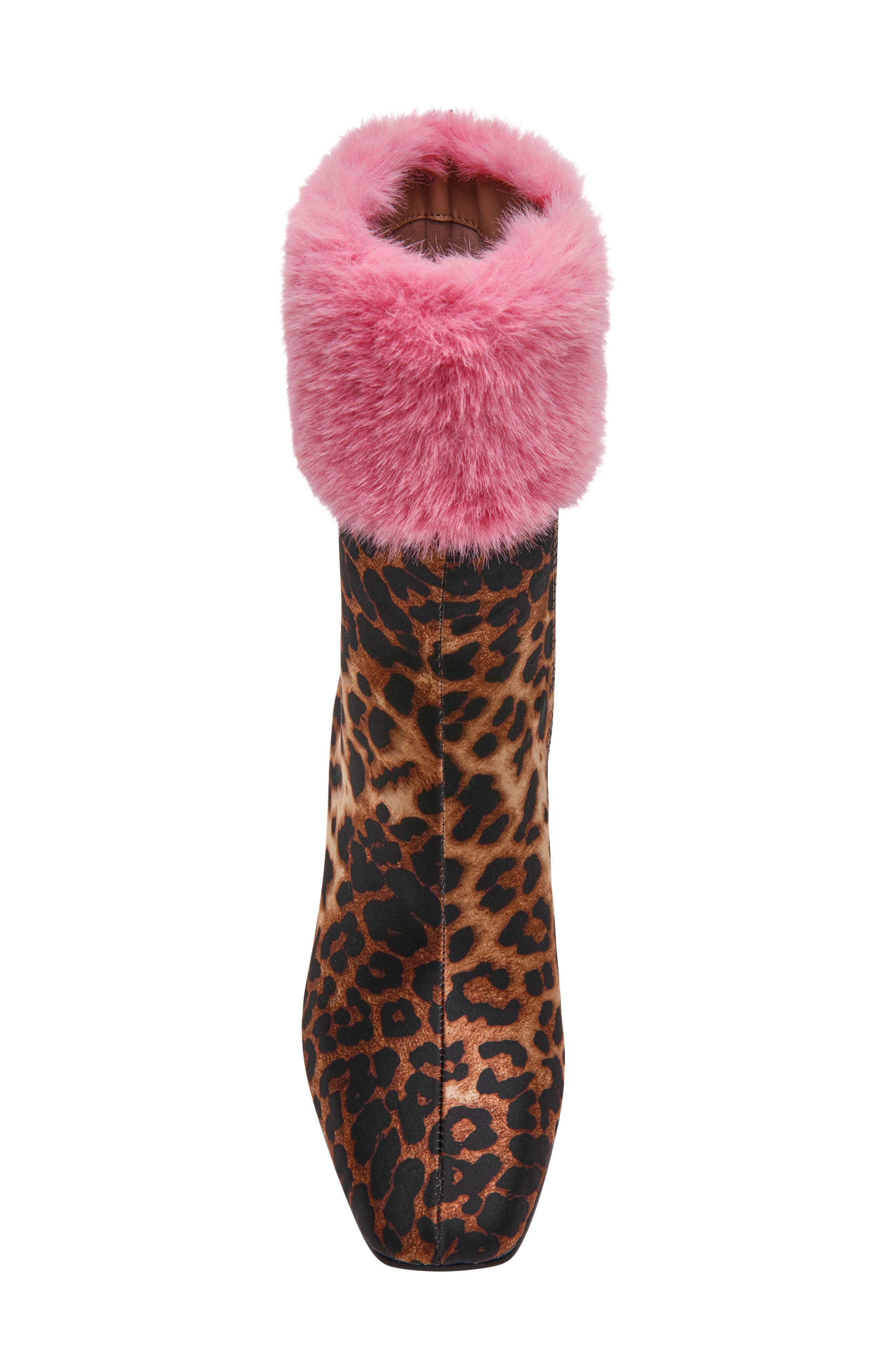 Vita Faux Fur Cuff Bootie, Alternate, color, LEOPARD MULTI