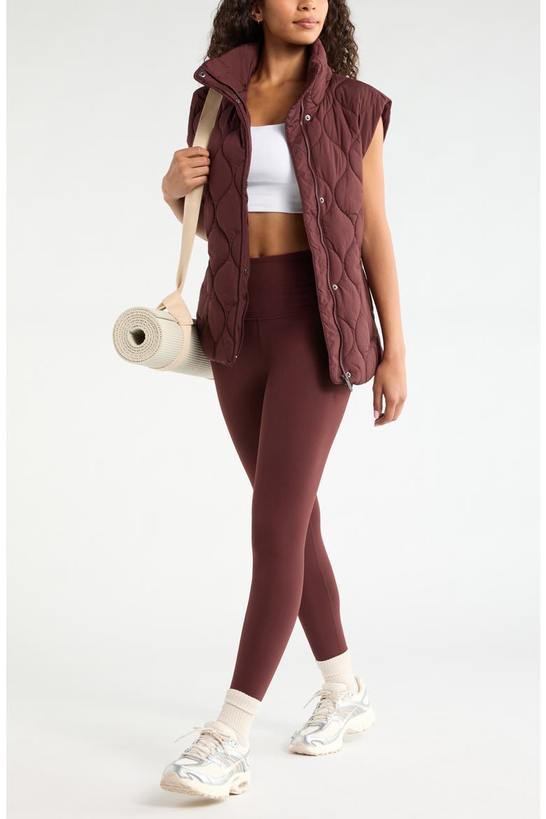 Skyline Belted Puffer Vest, Alternate, color, BROWN RISTRETTO
