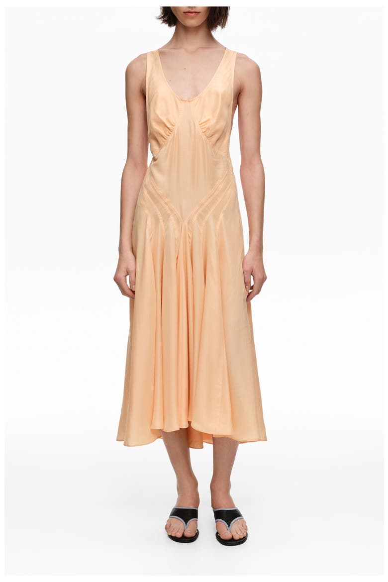 Silk Cross-Back Midi Dress, Main, color, ORANGE