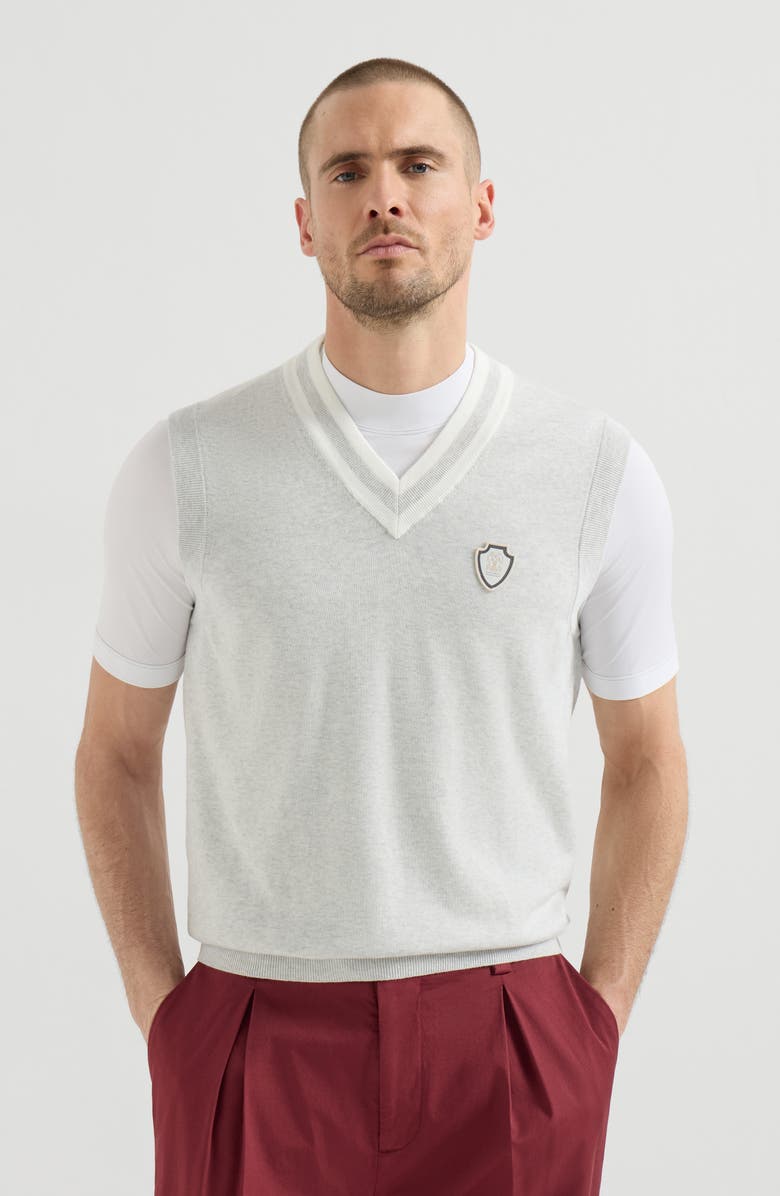 Brunello Cucinelli Cotton knit vest, Alternate, color, Fog