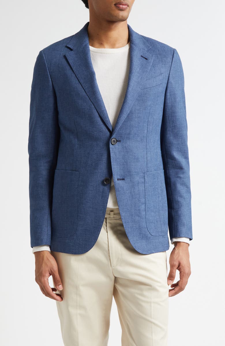 ZEGNA Oasi Linen Sport Coat, Main, color, Med Blue Solid