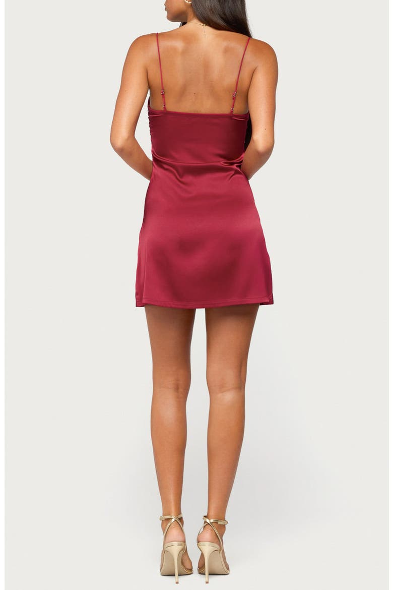 Taira Satin Minidress, Alternate, color, BURGUNDY