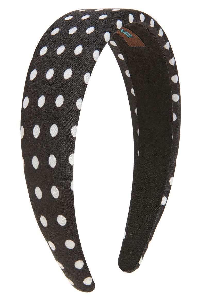 Wide Polka Dot Headband, Main, color, BLACKWHITE