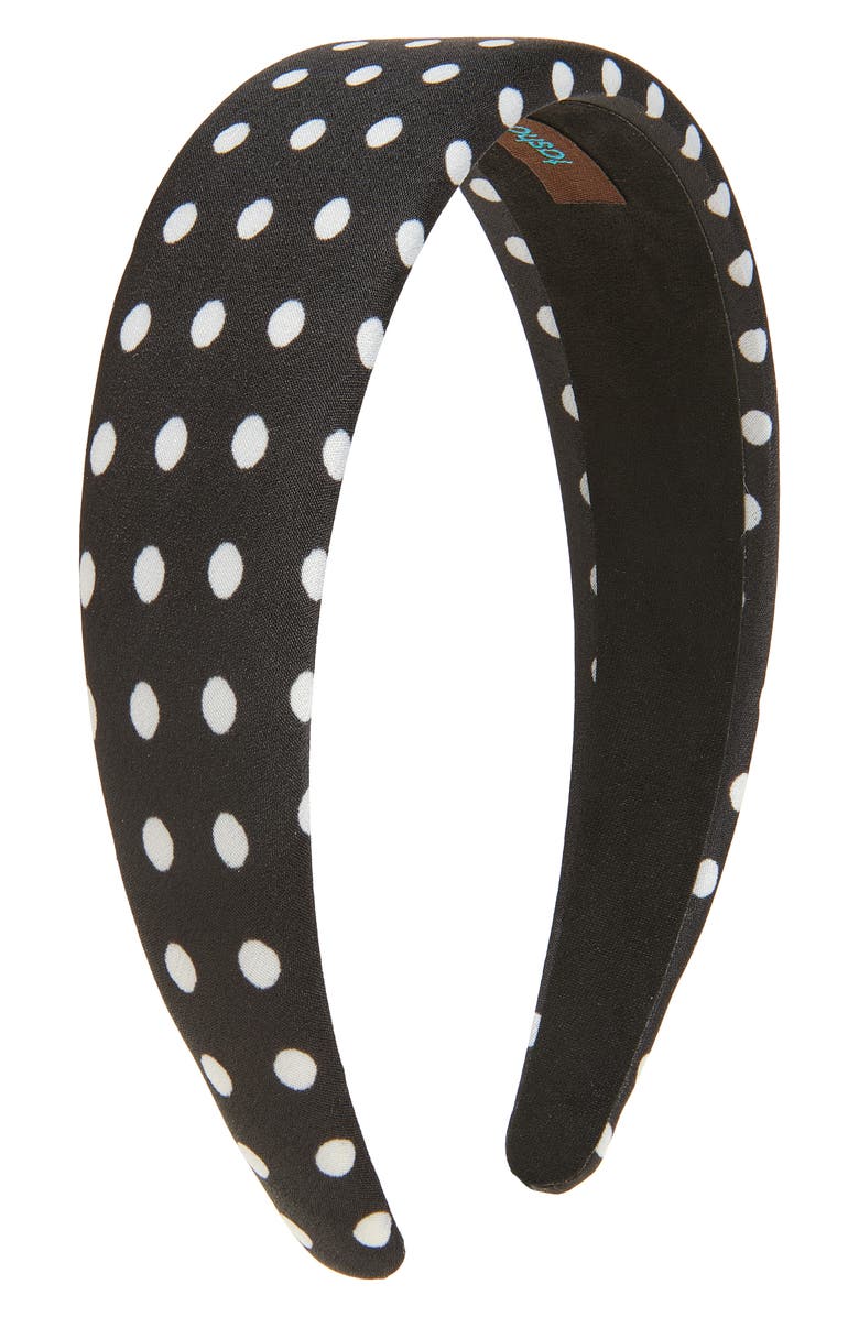 Tasha Wide Polka Dot Headband, Main, color, Blackwhite