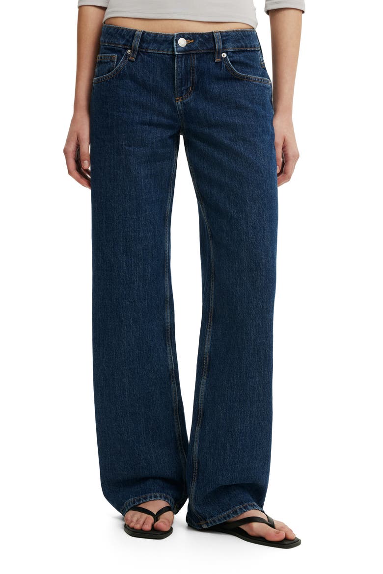 Low Rise Straight Leg Jeans, Main, color, BAYSIDE BLUE