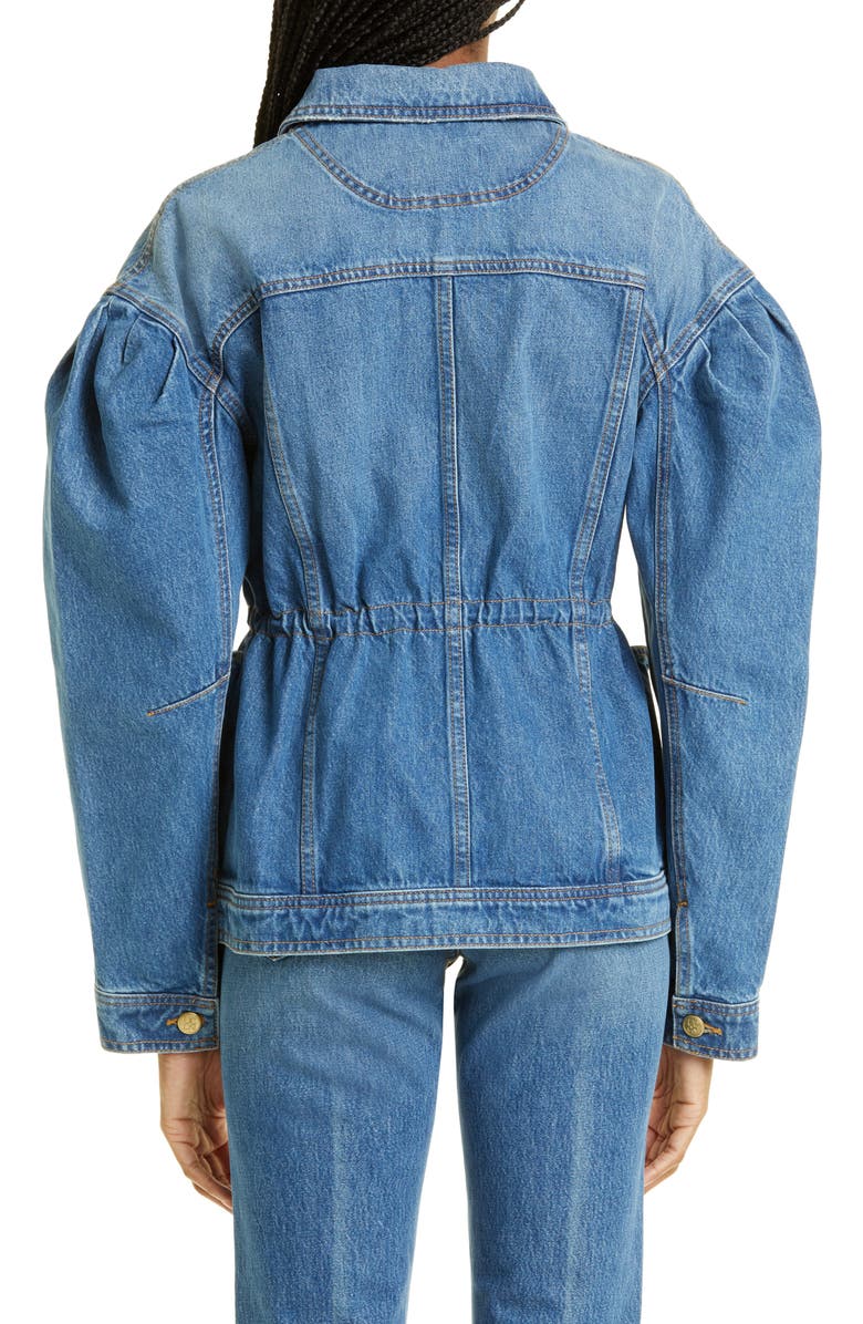 Ulla Johnson Odette Blouson Sleeve Denim Jacket, Alternate, color, Danube Medium Indigo Wash