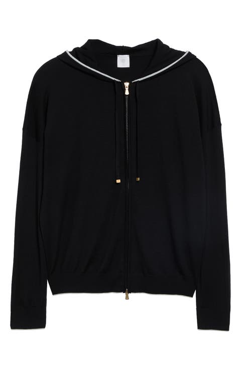Tipped Merino Wool Zip Hoodie