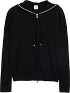 Eleventy Tipped Merino Wool Zip Hoodie