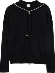 Eleventy Tipped Merino Wool Zip Hoodie