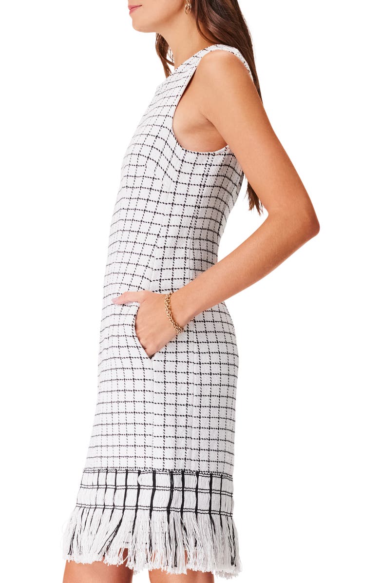 NIC+ZOE Fringe Hem Shift Dress, Alternate, color, Cream Multi