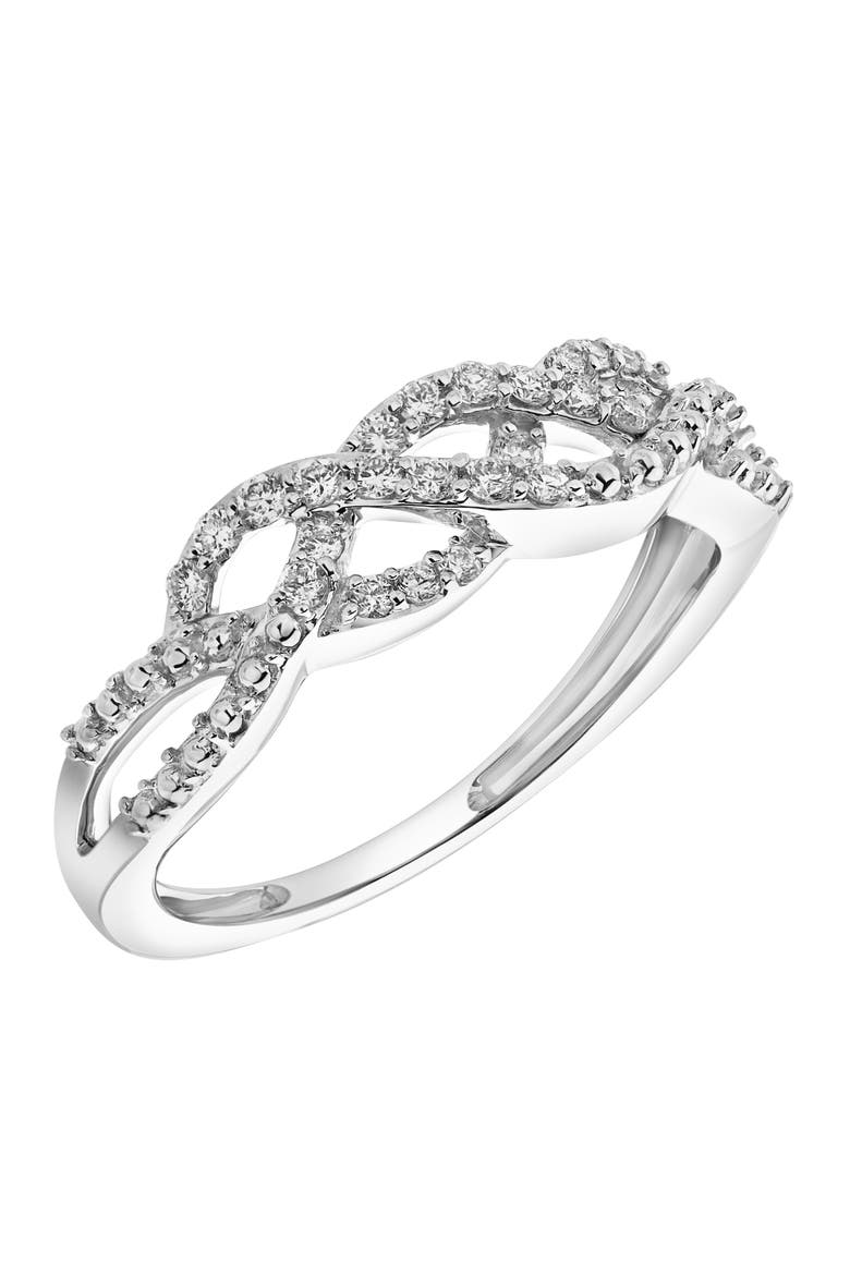 Solace 14K Gold Round Diamond Studded Infinity Ring - 0.21cts, Alternate, color, 14K White Gold