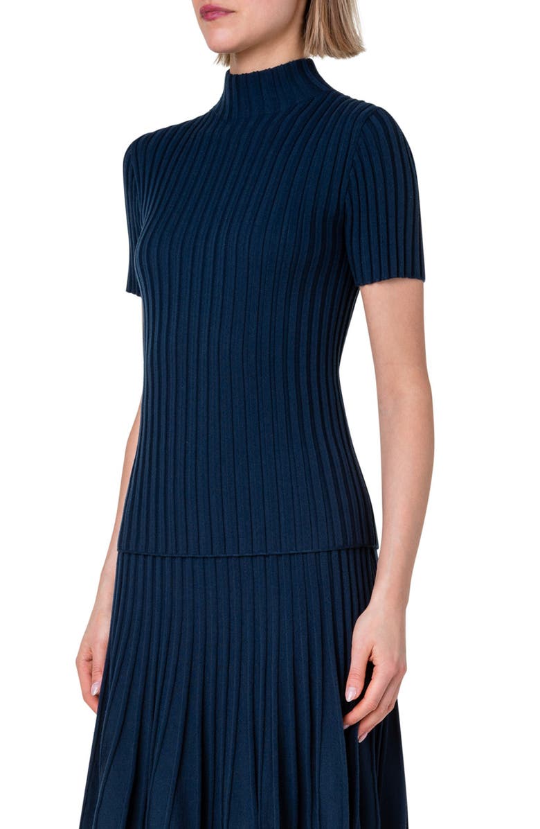 Akris punto Rib Mock Neck Virgin Wool Sweater, Alternate, color, 